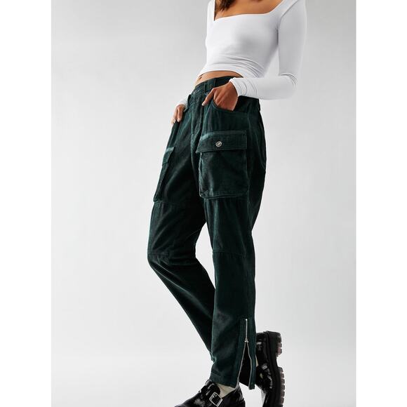 Free People Pants - Free People Green London Calling Slouchy Cord Pants